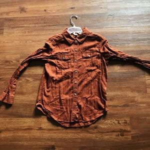 Brown button down long sleeve shirt